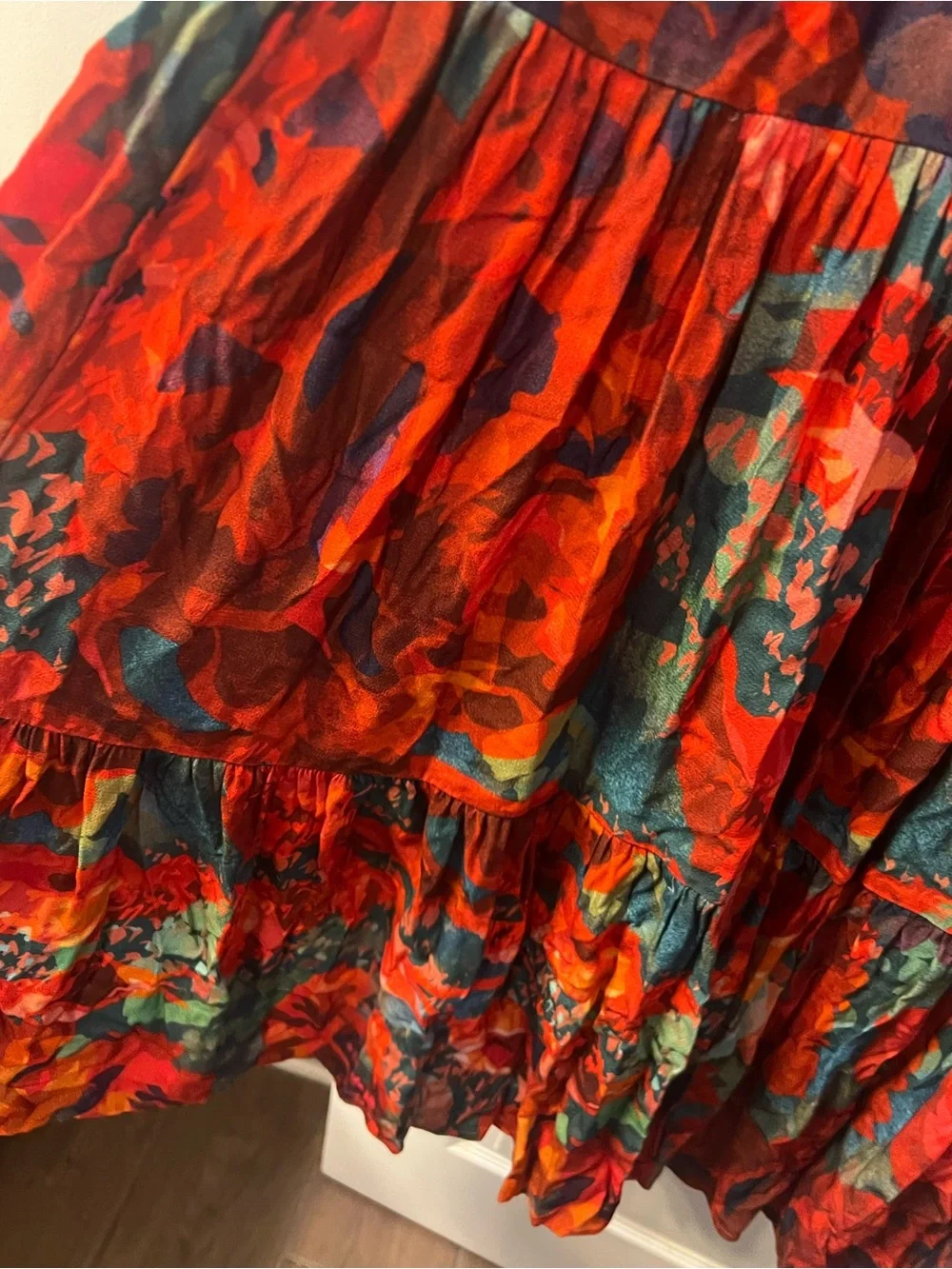 Soft Surroundings long v neck ruffle dress size L - Picture 8 of 11